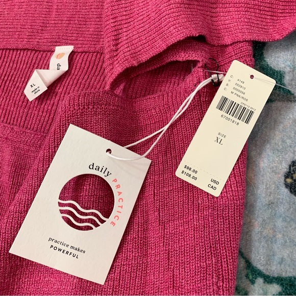 Anthropologie Daily Practice Convertible Sweater Top XL Pink Knit Wrap Halter - Picture 6 of 16